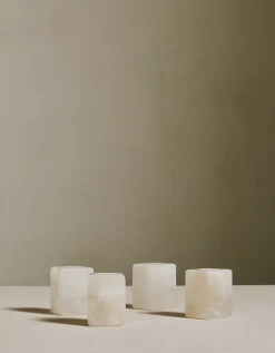 Alabaster Cube Candle Holders – Set of 4