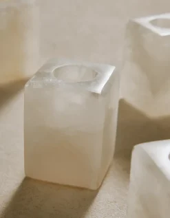 Alabaster Cube Candle Holders – Set of 4