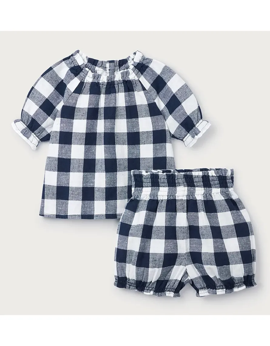 Baby Organic Cotton Blend Gingham Blouse & Bloomers Set (0–24mths)