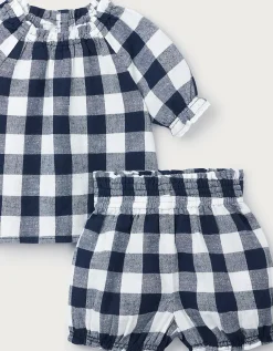 Baby Organic Cotton Blend Gingham Blouse & Bloomers Set (0–24mths)