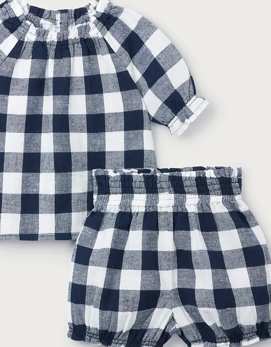 Baby Organic Cotton Blend Gingham Blouse & Bloomers Set (0–24mths)