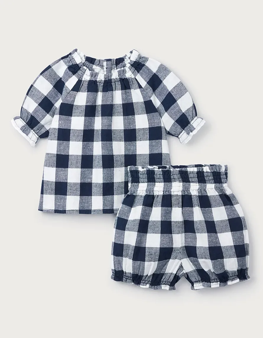 Baby Organic Cotton Blend Gingham Blouse & Bloomers Set (0–24mths)