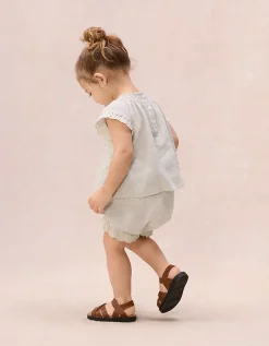 Baby Organic Cotton Broderie Frill Blouse & Bloomers Set (0–2yrs)