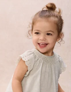 Baby Organic Cotton Broderie Frill Blouse & Bloomers Set (0–2yrs)