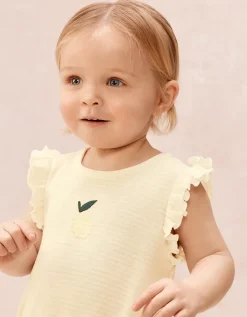 Baby Organic Cotton Stripe Lemon Romper (0–2yrs)