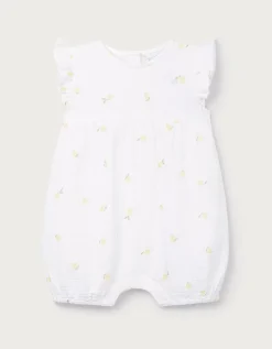 Baby Organic Crinkle Cotton Lemon Romper (0–2yrs)