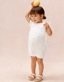 Baby Organic Crinkle Cotton Lemon Romper (0–2yrs)