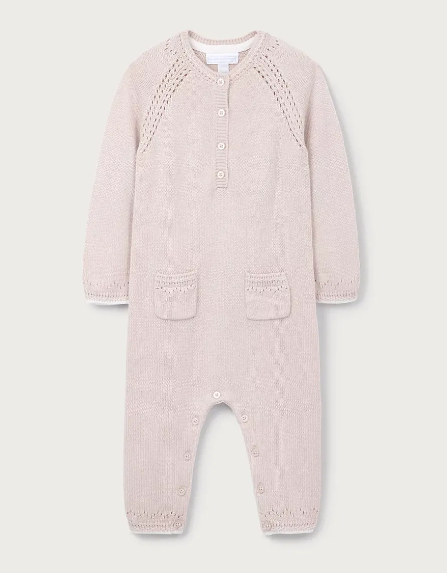 Baby Pointelle Knitted Romper — with Cashmere (0–24mths)