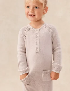 Baby Pointelle Knitted Romper — with Cashmere (0–24mths)