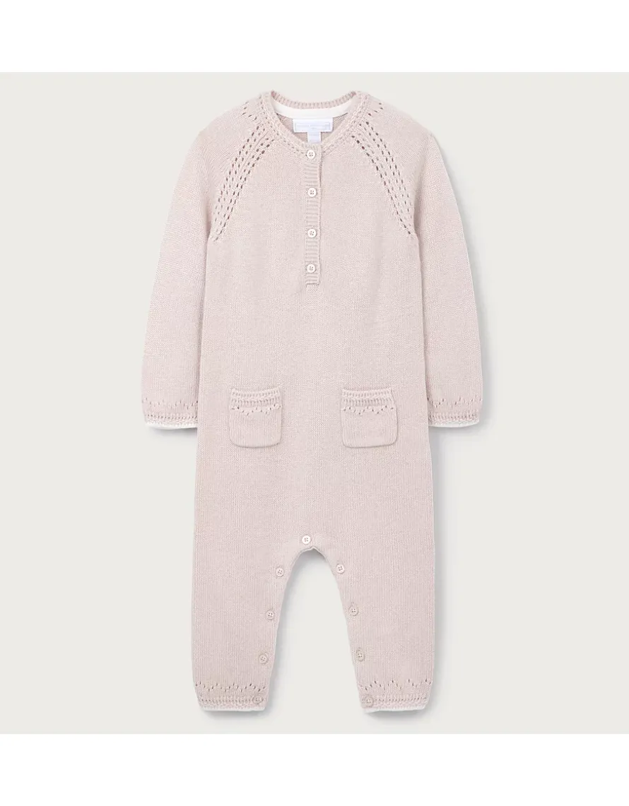 Baby Pointelle Knitted Romper — with Cashmere (0–24mths)