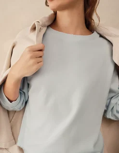 Balloon Sleeve Rolled Hem Sweatshirt
