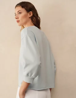 Balloon Sleeve Rolled Hem Sweatshirt