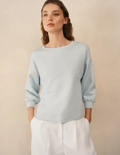Balloon Sleeve Rolled Hem Sweatshirt