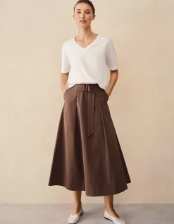 Belted Skirt with Top Stitch Details