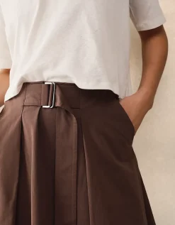 Belted Skirt with Top Stitch Details