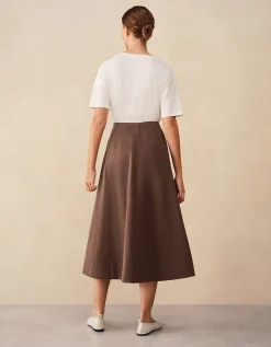 Belted Skirt with Top Stitch Details