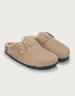 Birkenstock Oiled Leather Shearling Big Buckle Clogs