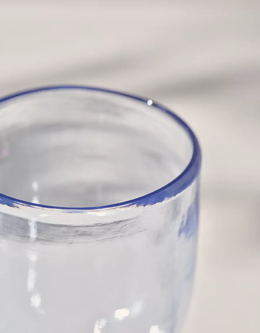 Blue Picnic Stemmed Glass