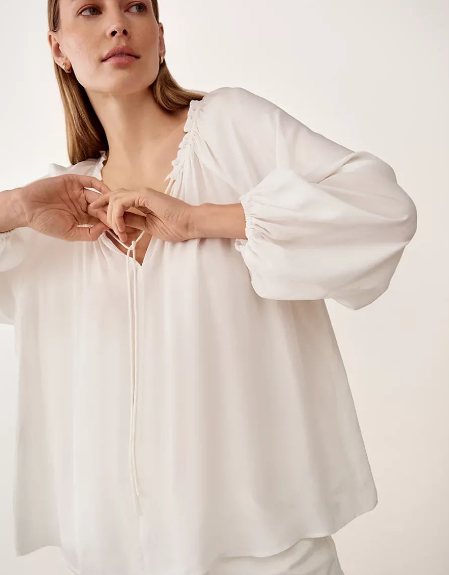 Boho Blouse with Frill Neckline