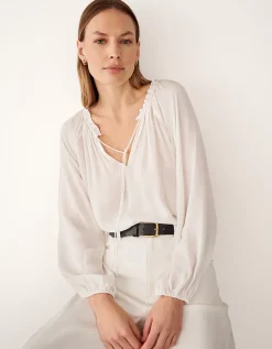 Boho Blouse with Frill Neckline