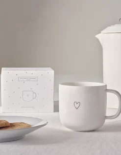 Bone China Silver Heart Mug