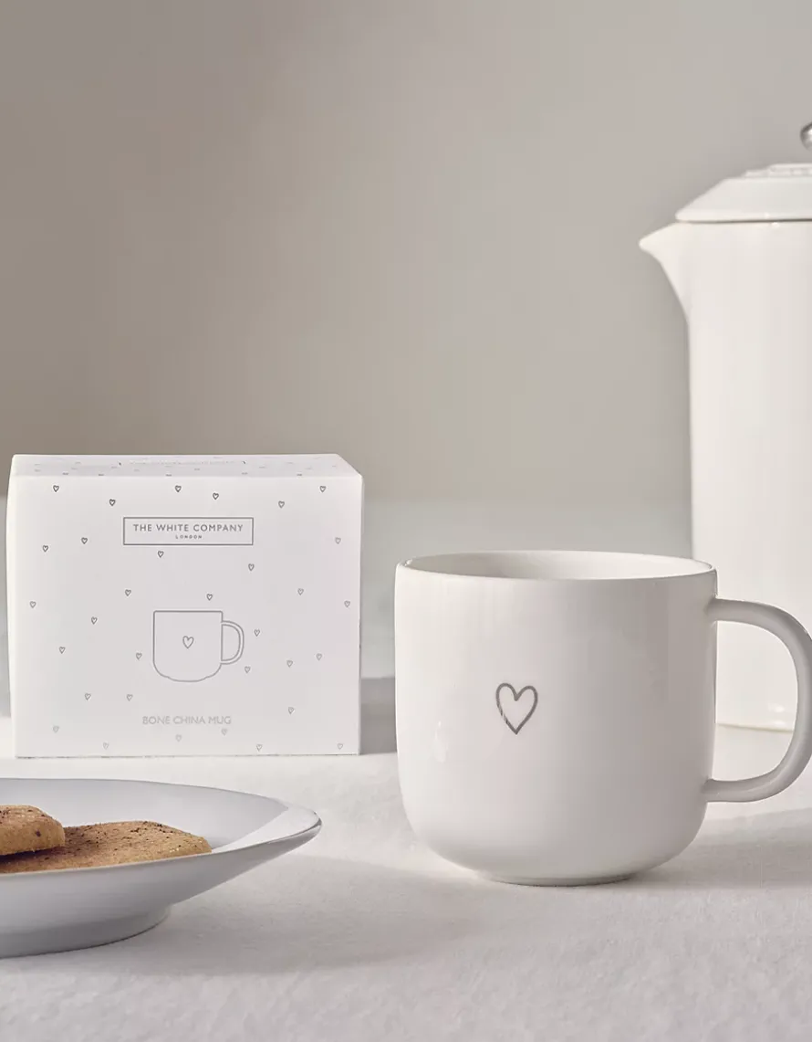 Bone China Silver Heart Mug