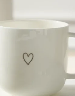 Bone China Silver Heart Mug