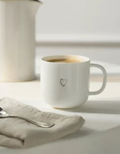 Bone China Silver Heart Mug