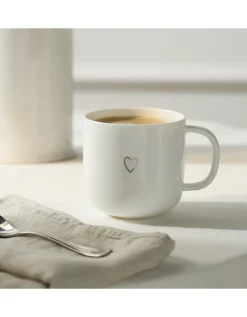 Bone China Silver Heart Mug