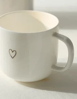 Bone China Silver Heart Mug