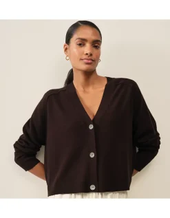 Boxy Cropped Cardigan with Cashmere