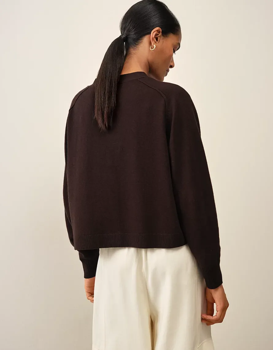 Boxy Cropped Cardigan with Cashmere