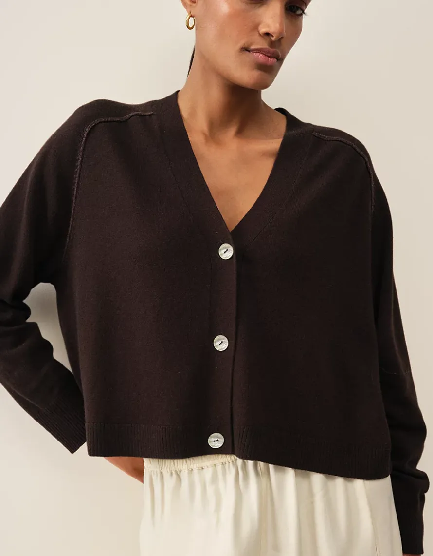 Boxy Cropped Cardigan with Cashmere