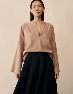 Boxy Suede Panelled Top