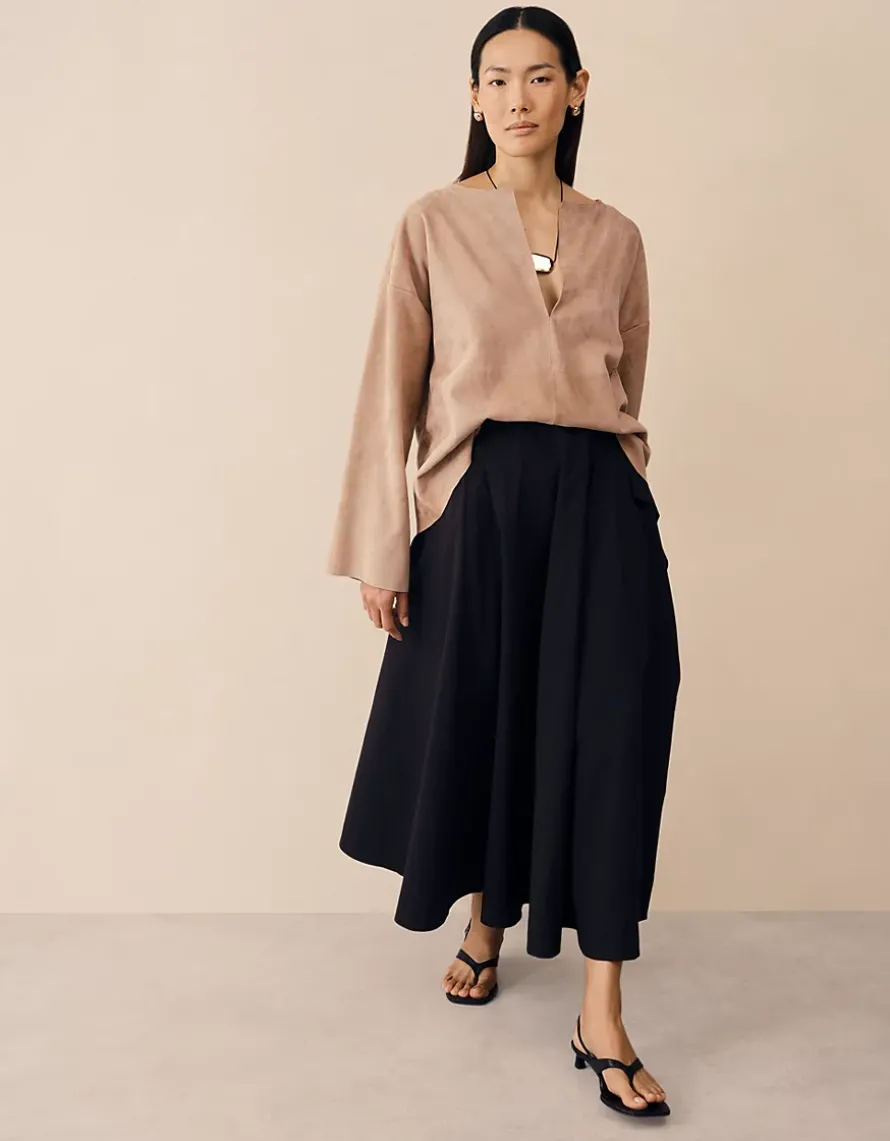 Boxy Suede Panelled Top