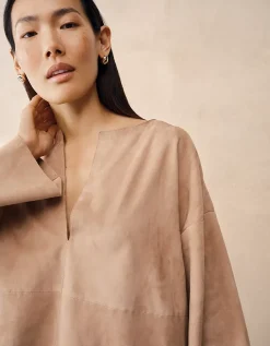 Boxy Suede Panelled Top