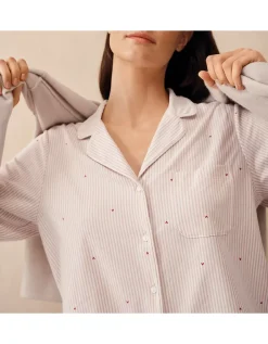 Brushed Organic Cotton Heart Stripe Classic Pyjama Set