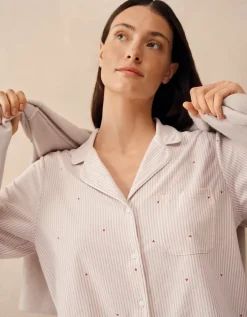 Brushed Organic Cotton Heart Stripe Classic Pyjama Set