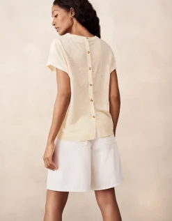 Button Back Jersey Linen Top