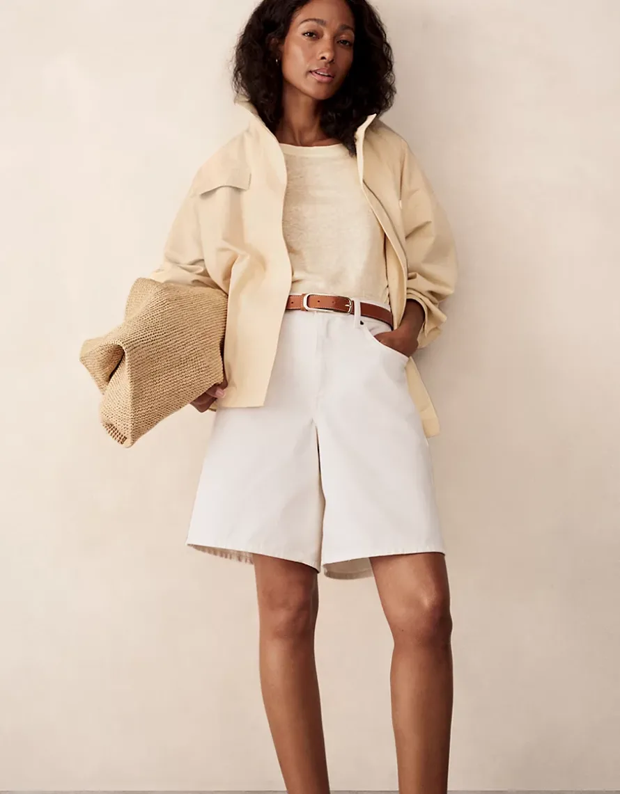 Button Back Jersey Linen Top