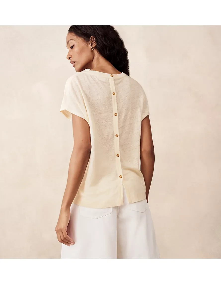 Button Back Jersey Linen Top