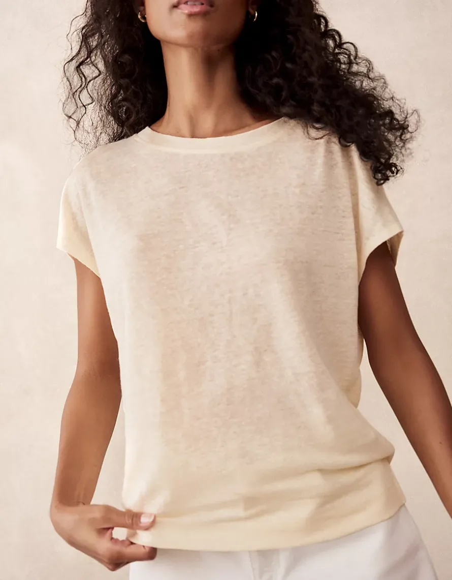 Button Back Jersey Linen Top