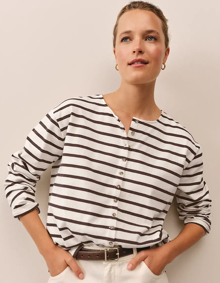 Button Through Stripe Jersey Top