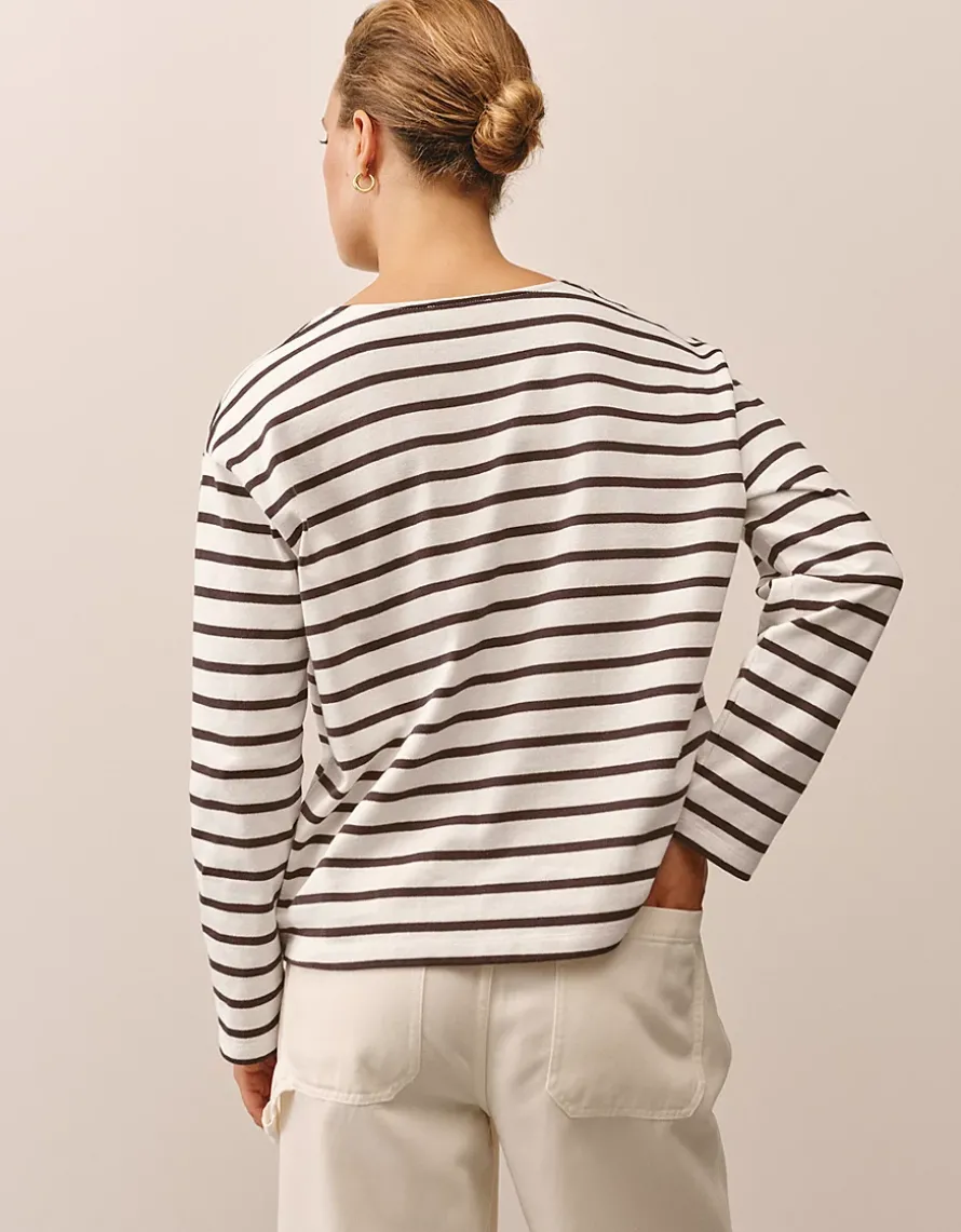 Button Through Stripe Jersey Top