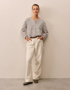 Button Through Stripe Jersey Top