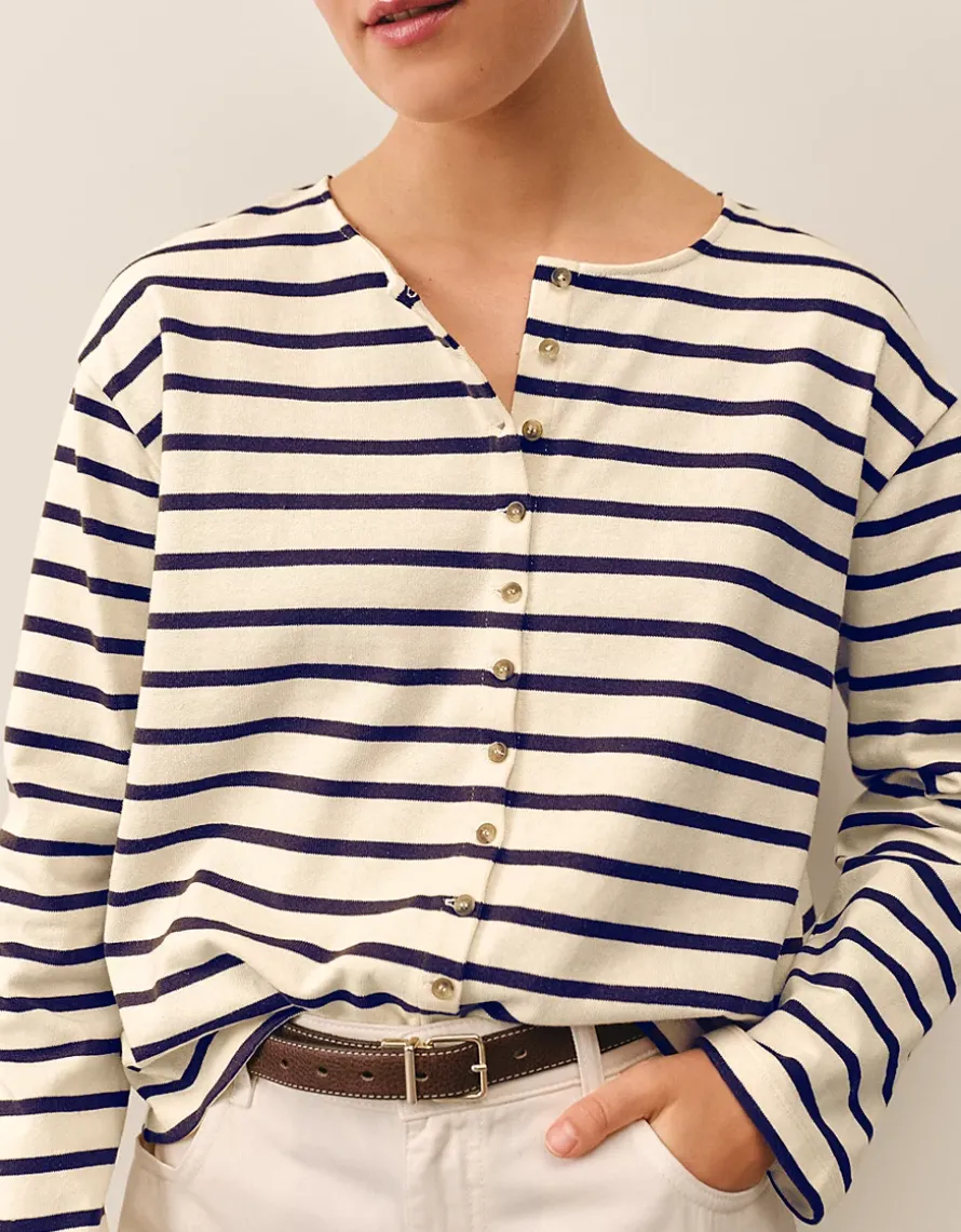 Button Through Stripe Jersey Top