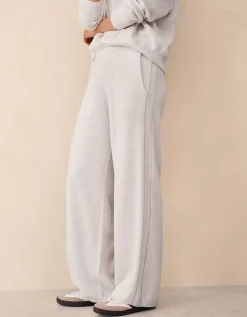 Cashmere Contrast Stitch Detail Wide-leg Jogger