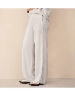 Cashmere Contrast Stitch Detail Wide-leg Jogger