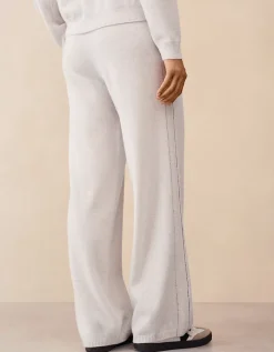 Cashmere Contrast Stitch Detail Wide-leg Jogger