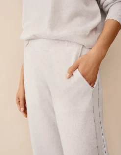 Cashmere Contrast Stitch Detail Wide-leg Jogger